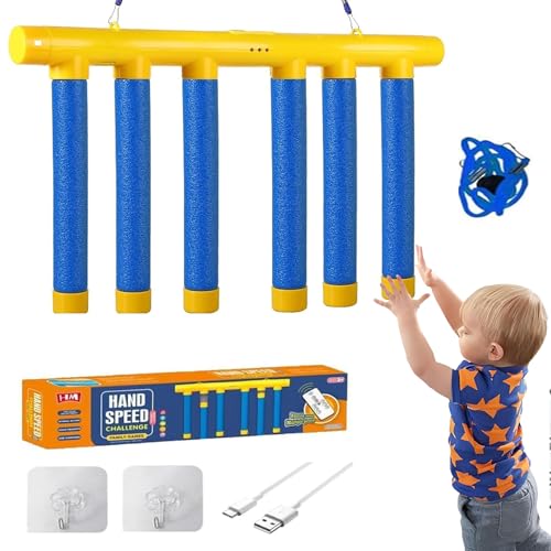 YODAOLI Catching Sticks Game Reaction Training Toy, Drop Stick Game, Hand Eye Coordination Training, Catching Sticks Game, Falling Sticks Catching Game Adults, 3 Adjustable Speed (Blue) von YODAOLI