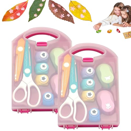 YODAOLI Creative Kids DIY Puncher Craft Set, Craft Hole Punch Shapes Set, Crafting Scrapbook Punches Set for Crafts, Hole Puncher for Kids, Leaf, Butterfly, Star Heart Flower Punch (Purple*2) von YODAOLI