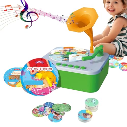 YODAOLI Kids Gramophone with 96 Cards, 2024 New Children's Phonograph Story Music Player Gift Boys Girls, Kids Record Player Toy for Ages 3-6 Music Story Dream Machine Toddler Toys (Green) von YODAOLI