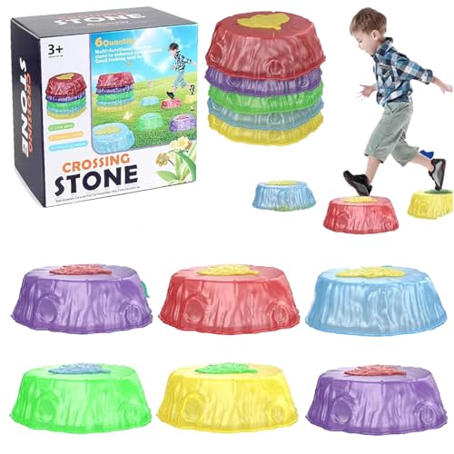 YODAOLI Light Up Stepping Stones for Kids, Light Up Kids Stepping Stones, Light Up Musical Stepping Stones for Kids, Lightup Non-Slip Balance Stepping Stones Kids, Indoor & Outdoor Toys Play (6pcs) von YODAOLI