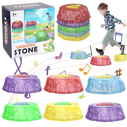 YODAOLI Light Up Stepping Stones for Kids, Light Up Kids Stepping Stones, Light Up Musical Stepping Stones for Kids, Lightup Non-Slip Balance Stepping Stones Kids, Indoor & Outdoor Toys Play (6pcs) von YODAOLI