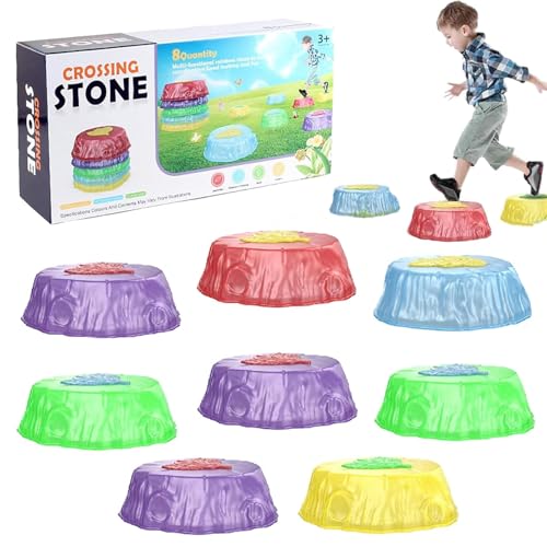 YODAOLI Light Up Stepping Stones for Kids, Light Up Kids Stepping Stones, Light Up Musical Stepping Stones for Kids, Lightup Non-Slip Balance Stepping Stones Kids, Indoor & Outdoor Toys Play (8pcs) von YODAOLI