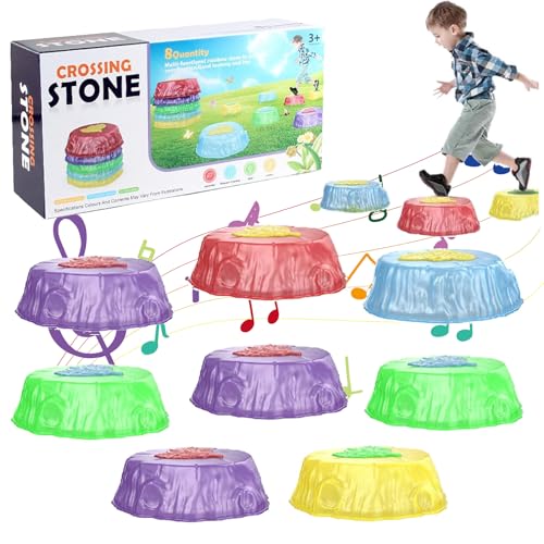 YODAOLI Light Up Stepping Stones for Kids, Light Up Kids Stepping Stones, Light Up Musical Stepping Stones for Kids, Lightup Non-Slip Balance Stepping Stones Kids, Indoor & Outdoor Toys Play (8pcs) von YODAOLI