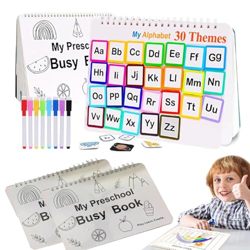 YODAOLI My Preschool Busy Book, Preschool Busy Book, My Preschool Busy Book for Ages 2-3, Busy Book Preschool Learning Activities, Education Workbook Activity Binder Learning Toys (2PCS) von YODAOLI