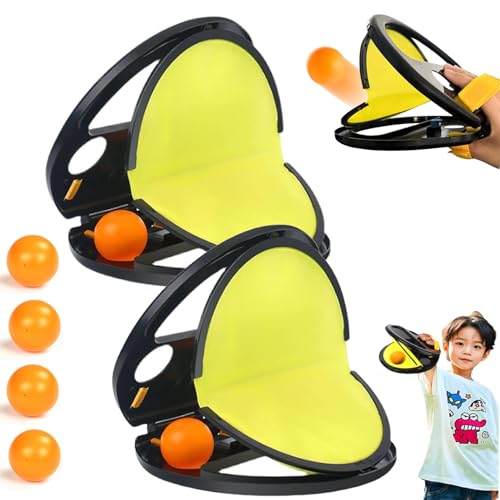 YODAOLI Racket Pocket Catch Game, Toss and Catch Ball Set, Kids Toss Catch Ball Toy with Launcher, Toss and Catch Ball Game Outdoor Toys, Parent-Child Interactive Game, Ball and Catch Game (2pcs) von YODAOLI