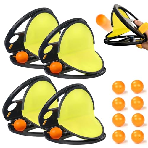 YODAOLI Racket Pocket Catch Game, Toss and Catch Ball Set, Kids Toss Catch Ball Toy with Launcher, Toss and Catch Ball Game Outdoor Toys, Parent-Child Interactive Game, Ball and Catch Game (4pcs) von YODAOLI