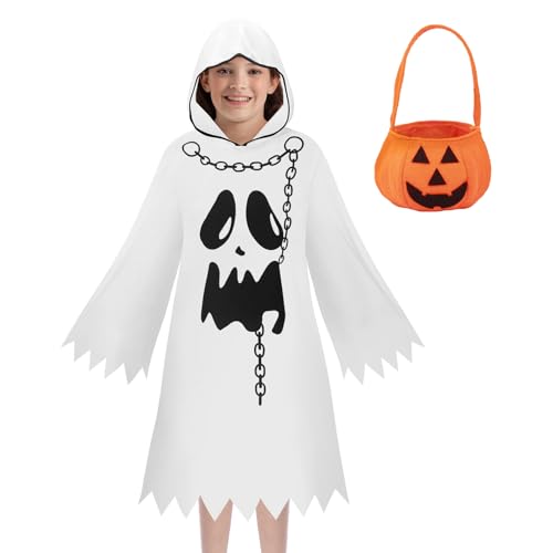 YODITI Gespenst Kostüm Halloween Kinder: Jungen Mädchen Geister Kostüm mit Handtasche - Halloween Kostüm Gespenster für Carnival Fancy Cosplay Party von YODITI