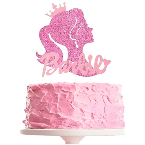YOGARTH Barbi Tortendeko Mädchen, Barbi Kuchen Deko Geburtstag, Cake Topper Set, Happy Birthday Topper für Mädchen Geburtstag Party Kuchen Dekoration Supplies (B) von YOGARTH
