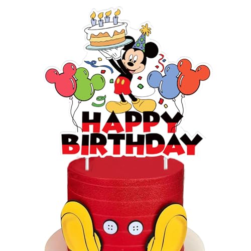 YOGARTH Mic-ke Mous Tortendeko Jungen, Mic-ke Maus Kuchen Deko Kindergeburtstag, Cake Topper Set, Happy Birthday Topper für Jungen Geburtstag Party Kuchen Dekoration Supplies (B) von YOGARTH