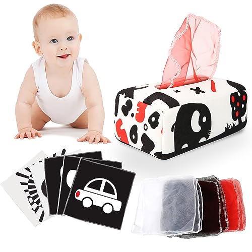 YOGINGO Baby Spielzeug ab 6 Monate - Tissue Box Hohem Kontrast Montessori Spielsachen, Jungen&Mädchen Kinder Frühes Lernspielzeug Geschenke von YOGINGO