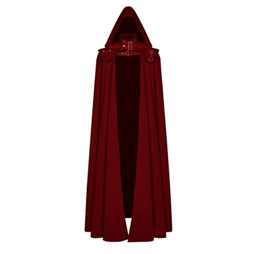 YOGOTEU Bodenlanges Halloween-Cosplay-Kostüm, Umhang, Zauberer-Hexen-Outfit, Kostüm, Partykleid, Umhang für Erwachsene von YOGOTEU