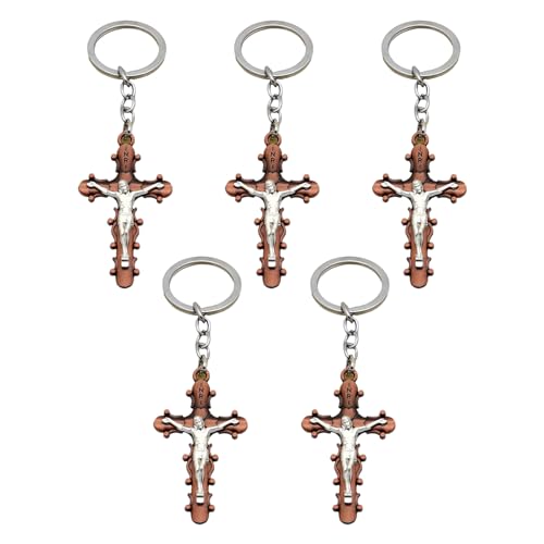 YOGOTEU Heimdekoration, 5 Stück exquisite Heilige Charm-Kreuz-Anhänger, Metall-Kreuzanhänger, einzigartiges Muster, für christlichen Glauben, Geschenkbegeisterte von YOGOTEU