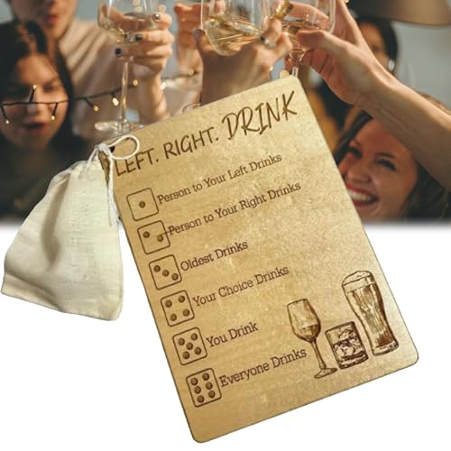 YOHFRFGX Left Right Drink Drinking Game- Adult Drinking Game Left Right Center, Drinking Game Boards, Drinking Game Tool Board, Funny Dice Tray with Dice Bag, for Birthday Parties (1pcs) von YOHFRFGX