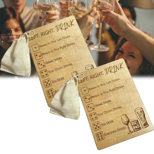 YOHFRFGX Left Right Drink Drinking Game- Adult Drinking Game Left Right Center, Drinking Game Boards, Drinking Game Tool Board, Funny Dice Tray with Dice Bag, for Birthday Parties (2pcs) von YOHFRFGX