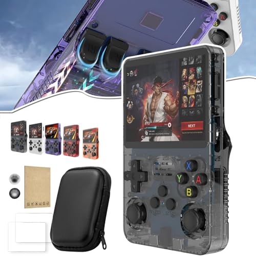 YOHFRFGX R36S Retro Handheld Game Console, 3.5inch IPS Screen Pocket Games Console Handheld Emulator, Built-in Emulators & 16G+64G Card 15000+ Classic Games, Dual 3D Joysticks (Black,64G) von YOHFRFGX