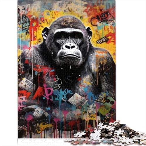 Banksy-Stil Gorilla Art Puzzle für Erwachsene, 1000-teiliges Puzzle, Holzpuzzle für Jungen, Mädchen, Kinder, kleines Puzzle, Geschenk für Familienfreunde, Größe (50x75 cm) von YOITS