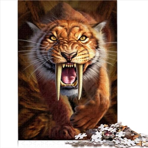 Erwachsenenpuzzle Säbelzahntiger, 1000-teiliges Erwachsenenpuzzle aus Holz, Lernspielzeug für Teenager ab 12 Jahren, Lernherausforderungsgröße (50x75 cm) von YOITS