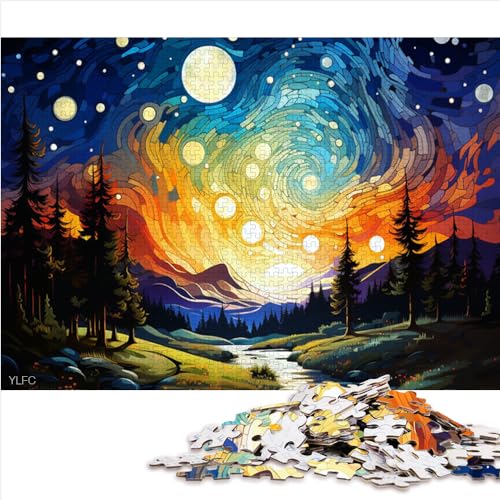 Erwachsenenpuzzle Viele Monde bei Sonnenuntergang Puzzles für Erwachsene 1000 Teile Einzigartige Holzpuzzles für Kinder Jungen Mädchen Puzzlespiele IQ-Test Spielzeuggröße (50x75 cm) von YOITS