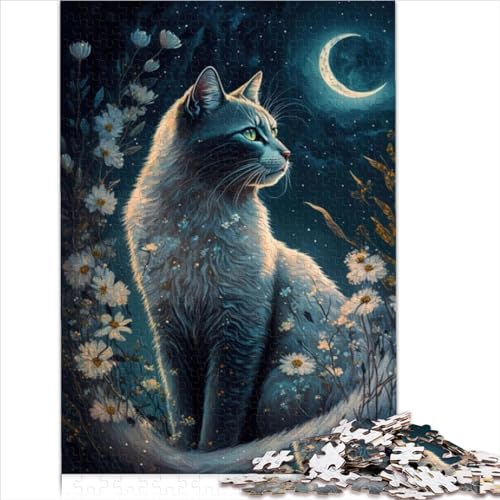 Erwachsenenpuzzles, Katzen- und Blumen-Neon-Puzzles, 1000 Teile, Papppuzzles für Erwachsene für 12-Jährige, pädagogische Größe (26 x 38 cm) von YOITS