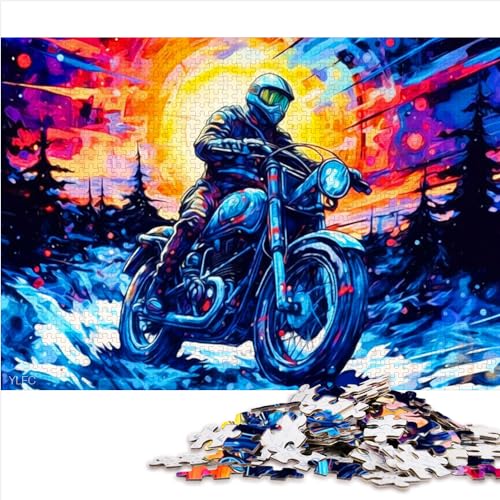 Pädagogische Herausforderung, Motorradmalerei, 1000-teiliges Puzzle, Holzpuzzle ab 12 Jahren, Denksportaufgaben, Größe (50x75 cm) von YOITS