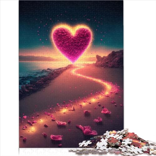 Puzzle für Erwachsene, Herz am Strand, 1000-teiliges Puzzle, Kinder-Holzpuzzle, perfekt für Kinder ab 12 Jahren, geeignet für Erwachsene und Kinder, Puzzlegröße (50x75 cm) von YOITS