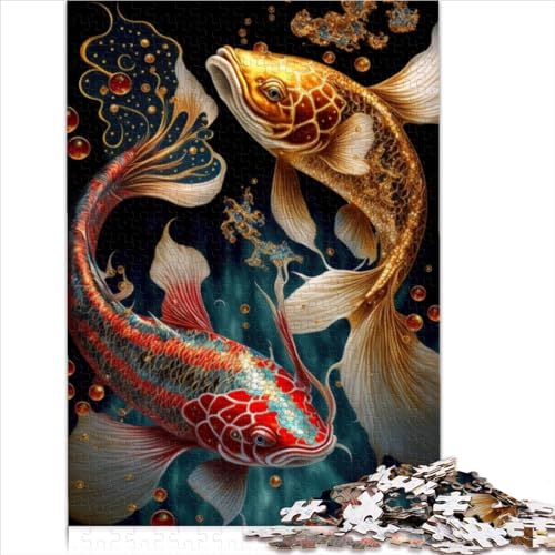 Puzzle für Erwachsene, Koi-Fisch, Ying-Yang, 1000-teiliges Puzzle, Holzpuzzle für Erwachsene, Kinder, Heim- und Raumdekoration, Größe (50x75 cm) von YOITS