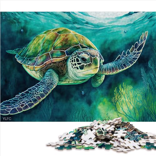 Puzzle für Erwachsene, Meeresschildkröte, Aquarell, 1000 Teile, Holzpuzzle, ab 12 Jahren, Fantasy-Puzzle, Lerngröße (50x75 cm) von YOITS