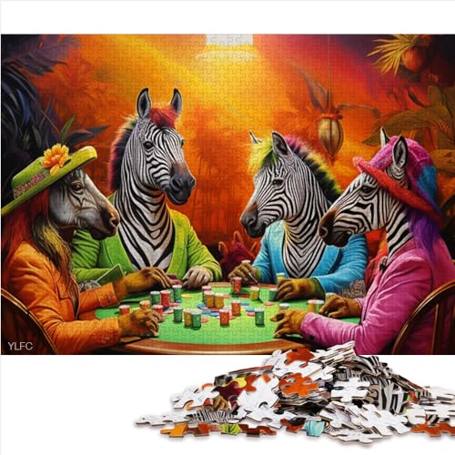 Puzzle für Erwachsene, Zebra-Poker, 1000-teiliges Puzzle, Holzpuzzle, perfekt für Kinder ab 12 Jahren, geeignet für Erwachsene und Kinder, Puzzlegröße (50x75 cm) von YOITS