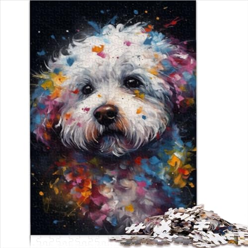 Puzzles Bichon Frise Malpuzzles für Erwachsene, 1000-teilige Holzpuzzles für 12-Jährige, Puzzle, kognitives passendes Vorschul-Lernspielzeug, Geschenk für Größe (50x75 cm) von YOITS