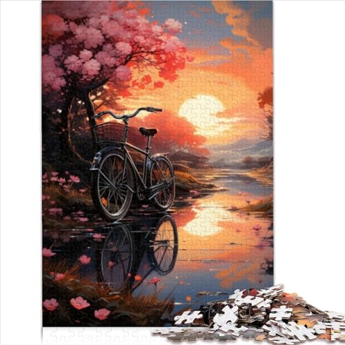 Puzzles Fahrrad bei Sonnenuntergang, Lernspiel für Erwachsene, 500 Teile, Holzpuzzle für Erwachsene und Kinder, Puzzle-Lerngröße (38x52 cm) von YOITS