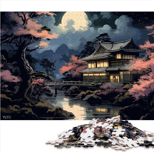 Puzzles für Erwachsene, Mond, japanische Landschaft, 1000-teiliges Puzzlespiel, Holzpuzzle, Teenager, herausfordernde Puzzlegröße (50x75 cm) von YOITS