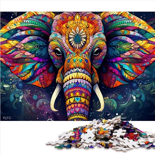 Puzzles für Erwachsene, Psychedelischer Elefant, 1000-teiliges Puzzle für Erwachsene, Holzpuzzle, Spielzeug für Erwachsene und Kinder, tolles Geschenk für Erwachsene, Größe (50x75 cm) von YOITS