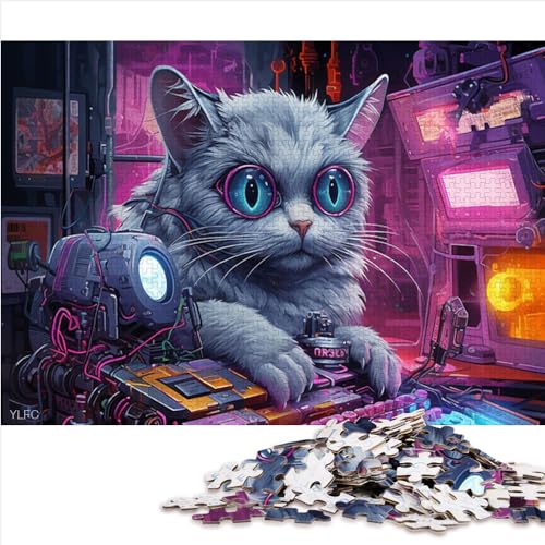 Puzzles für Erwachsene, Techno-Cat-Puzzles für Erwachsene, 1000-teilige Papppuzzles für 12-Jährige, hilft bei der Entwicklung von Sprach- und Lesefähigkeiten, Größe (26 x 38 cm) von YOITS