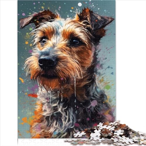 Puzzles für Erwachsene, Terrier-Malerei, 500 Teile, Holzpuzzle, Teenager ab 12 Jahren, Weihnachtspuzzle, Geschenke für Frauen, Größe (38x52 cm) von YOITS