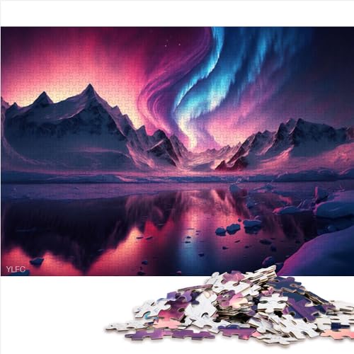 Puzzles für Erwachsene Purple Aurora Borealis Puzzles für Erwachsene, 1000 Holzpuzzles für Erwachsene und Kinder, Lerngröße (50x75 cm) von YOITS