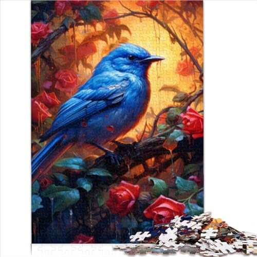 Puzzles für Erwachsene: Blauer Vogel, rote Rose, 500 Teile, Holzpuzzle für Erwachsene ab 12 Jahren, Spiel für Jungen und Mädchen, Größe (38x52 cm) von YOITS