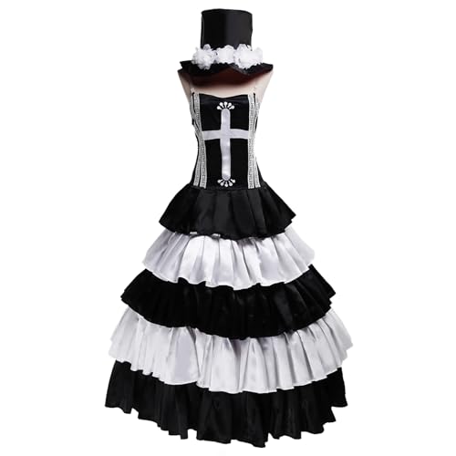 YOLIURCH Cosplay-Kostüm, Perona, Geisterprinzessin, Gothic-Lolita-Kleid, Uniform-Set, Halloween, Party, Anzüge (Größe XL, schwarz-weiß) von YOLIURCH