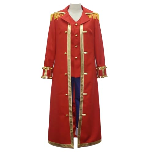 YOLIURCH Cosplay-Kostüm, roter Kapitän, Umhang, Uniform-Set, Halloween-Party, Anzüge mit Strohhut (3XL) von YOLIURCH