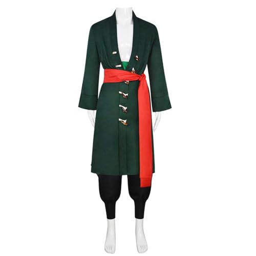 YOLIURCH Roronoa Zoro Cosplay-Kostüm, Kimono-Uniform-Set, Halloween-Party, Anzüge für Herren (XXL, grün) von YOLIURCH