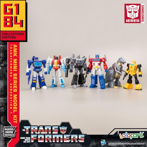 6 Stück Transformers Spielzeug G1 Action-Figuren, 12cm hoch beweglich Optimus Prime, Bumblebee, Megatron, Soundwave, Grimlock, Starscream Transformer Spielzeug für Kinder ab 8 Jahren von YOLOPARK