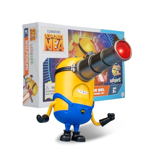 Minion Despicable Me 4 Spielzeug 4,7 Zoll Mega Mel Actionfigur abziehbare Augen mit Laser und 5 änderbare Gesichtsausdrucksmodelle Minion Modell Set Geschenk für Kinder ab 8 Jahren von YOLOPARK