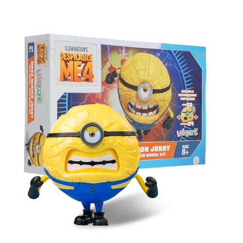 Minions Despicable Me 4 Spielzeug, 12cm Mega Jerry Actionfiguren, mit 3 veränderbaren Gesichtsausdrücken Minion Modellbausätze, Geschenke für Kinder ab 8 Jahren & älter von YOLOPARK