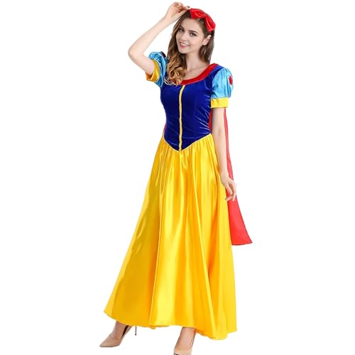 YOMORIO Damen Klassisches Prinzessin Cosplay Kleid mit Umhang Halloween Kostüm Dress Up Outfit von YOMORIO