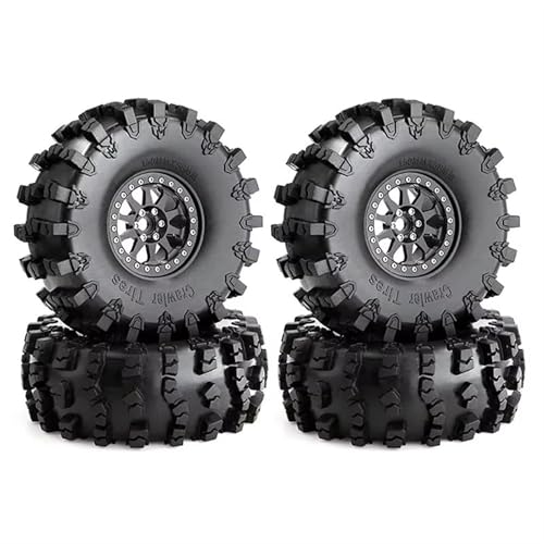 Für Axial Für SCX10 Für Pro Für Wraith Für Capra Für RR10 Für RBX10 Für Traxxas Für TRX4 1/10 RC 4 Stück 150 Mm 2,2 Zoll Metall-Beadlock-Radfelgen-Reifen-Set RC Car Reifen(Black) von YONMFRDS