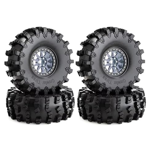 Für Axial Für SCX10 Für Pro Für Wraith Für Capra Für RR10 Für RBX10 Für Traxxas Für TRX4 1/10 RC 4 Stück 150 Mm 2,2 Zoll Metall-Beadlock-Radfelgen-Reifen-Set RC Car Reifen(Gray) von YONMFRDS