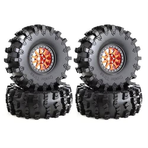 Für Axial Für SCX10 Für Pro Für Wraith Für Capra Für RR10 Für RBX10 Für Traxxas Für TRX4 1/10 RC 4 Stück 150 Mm 2,2 Zoll Metall-Beadlock-Radfelgen-Reifen-Set RC Car Reifen(Orange) von YONMFRDS