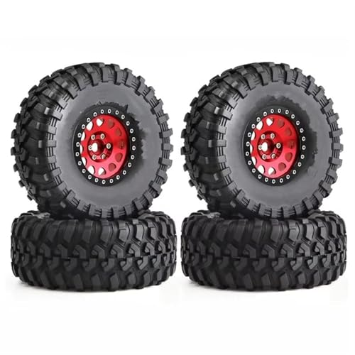 Für Axial Für SCX10 Für RR10 Für Traxxas Für TRX4 Für YK4082 4083 RC Metall 2,2 "Beadlock Felge Reifen Set 135mm 1/10 RC Crawler Auto RC Car Reifen(Red) von YONMFRDS