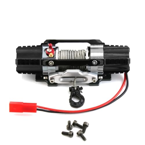 Für Axial Für SCX10 Für Traxxas Für TRX4 D90 KM2 Für Redcat YK4082 Für Upgrade Für Teile 1/8 1/10 RC Crawler Auto Dual Motor Metall Simulierte Winde RC Autoteile(Black) von YONMFRDS