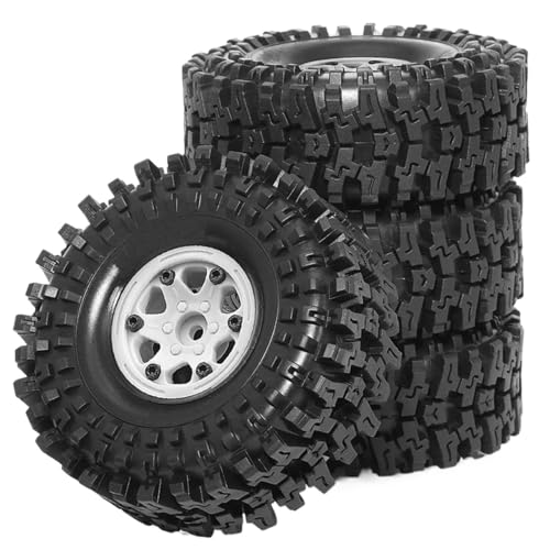 Für Axial Für YIKONG Für SCX10 90046 Für RR10 Reifen + Radnabe Für R160 1/10 1,9-Zoll-RS-Reifen Fernbedienungs-Raupenauto, 4 Stück RC Car Reifen(White) von YONMFRDS