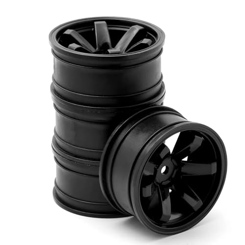 Für Tamiya Für Kyosho Für HSP Für HPI TE37 1/10 4 Stücke RC On-Road Drift Für Rennwagen 52mm Kunststoff Felge Radnaben RC Autoteile(Black) von YONMFRDS